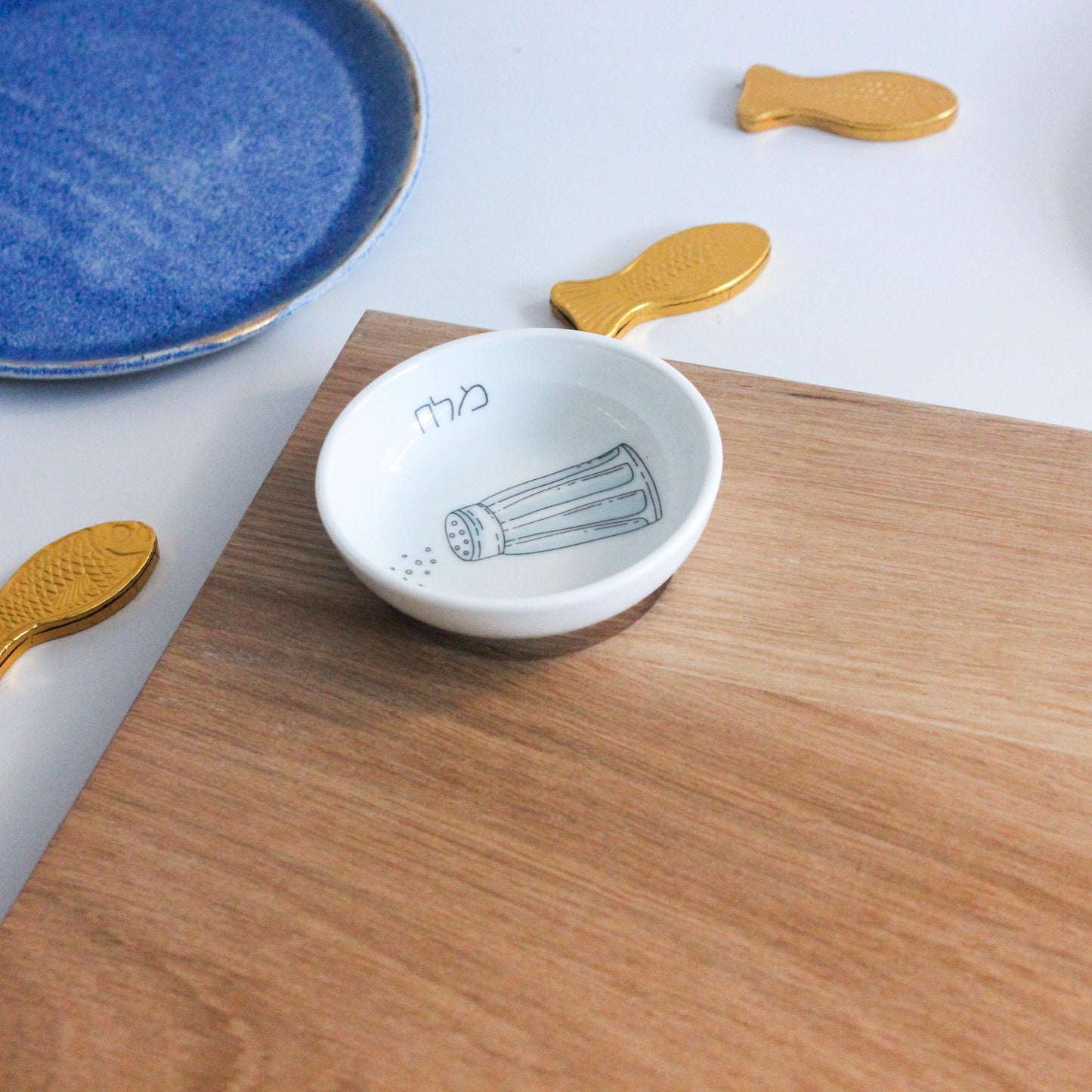 Rosh Hashanah Oak Challah Board & Honey Dish Set