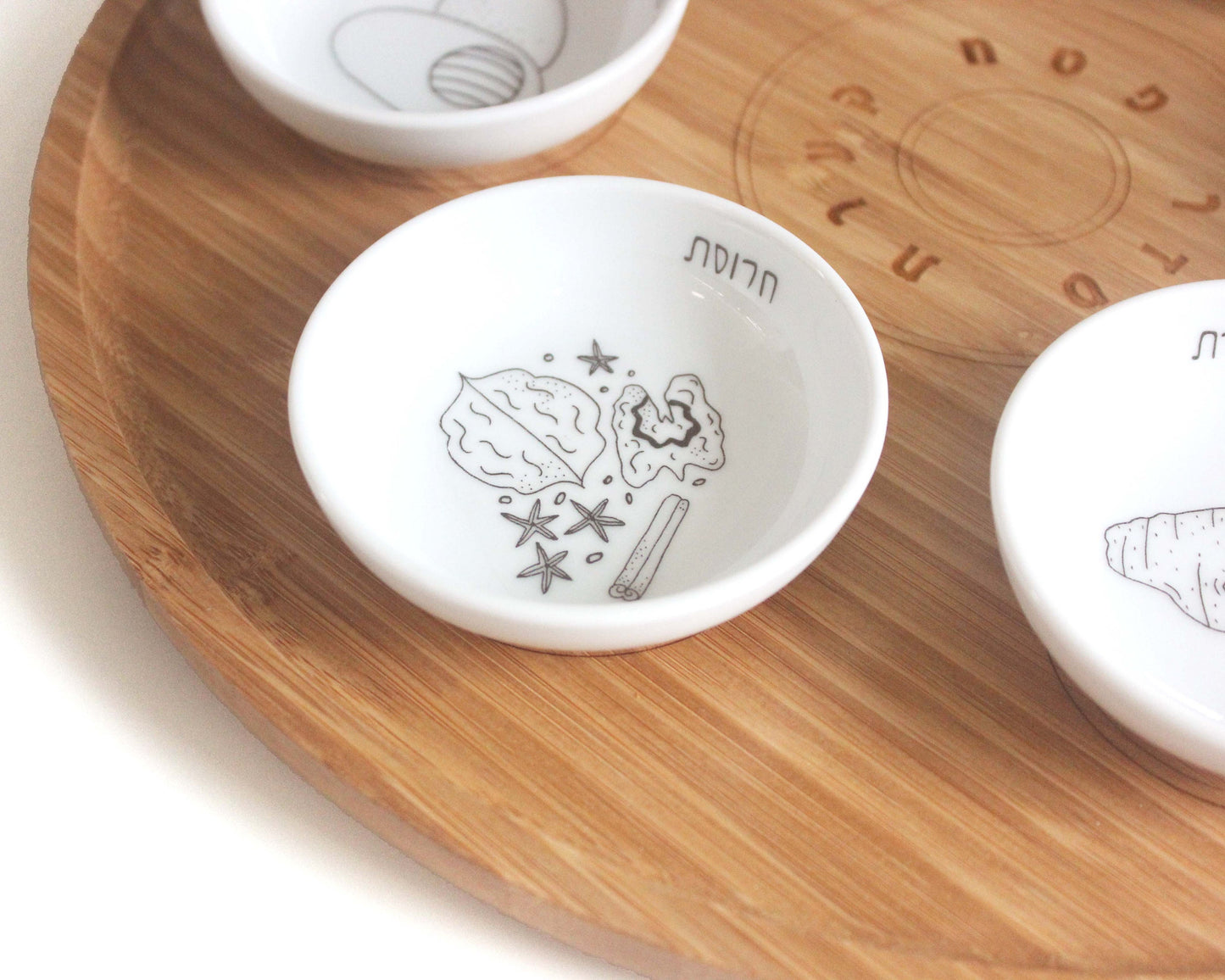 Modern Bamboo & Porcelain Passover Seder Plat