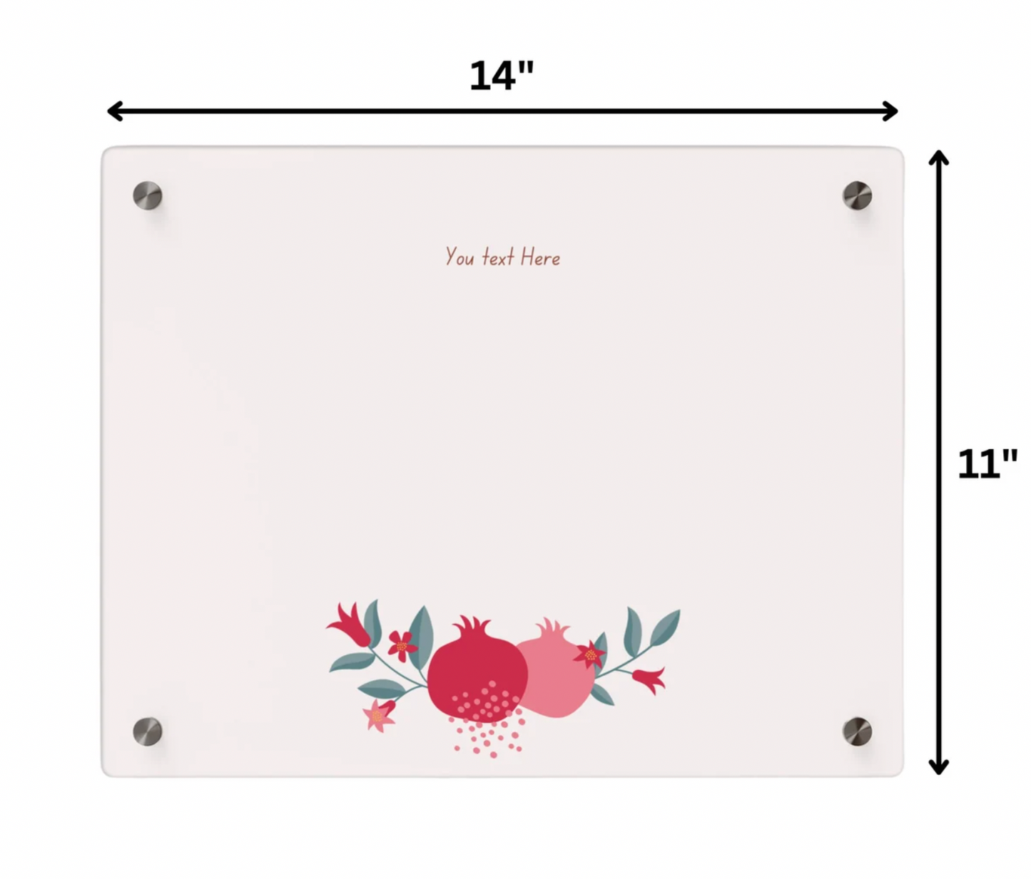 Shabbat Candle Tray with Pomegranate Design with Personalization