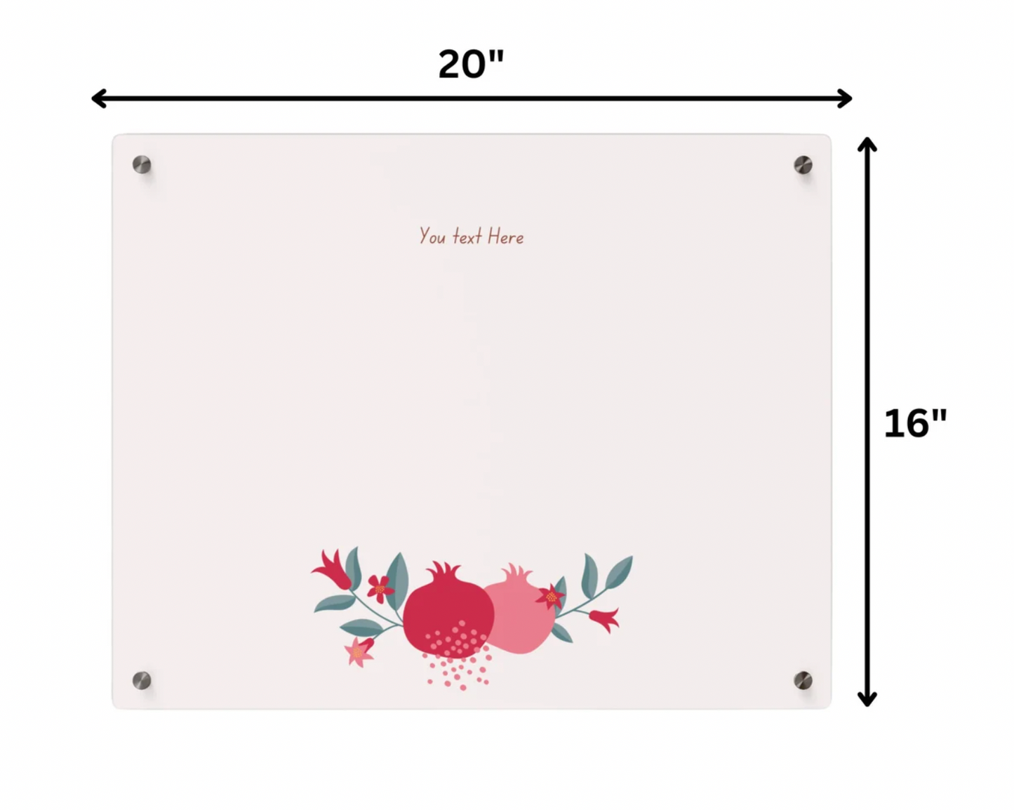 Shabbat Candle Tray with Pomegranate Design with Personalization