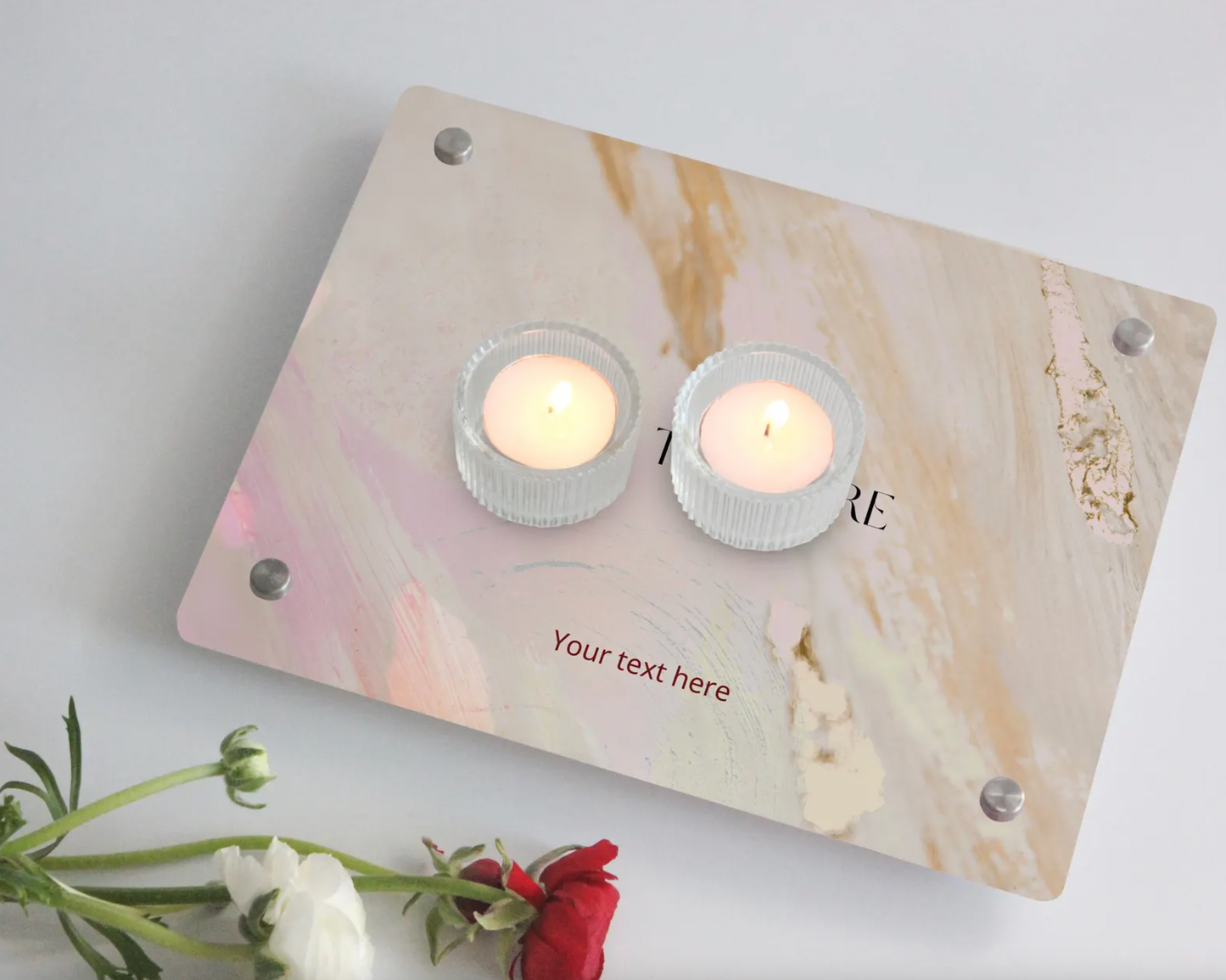 Custom Acrylic Candle Tray - Elegant Personalized Shabbat Shalom Decor