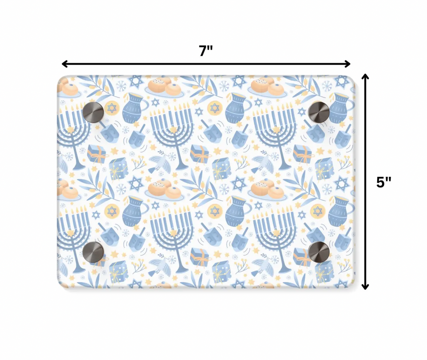 Hanukkah-Themed Acrylic Sign with Festive Blue and Gold Pattern