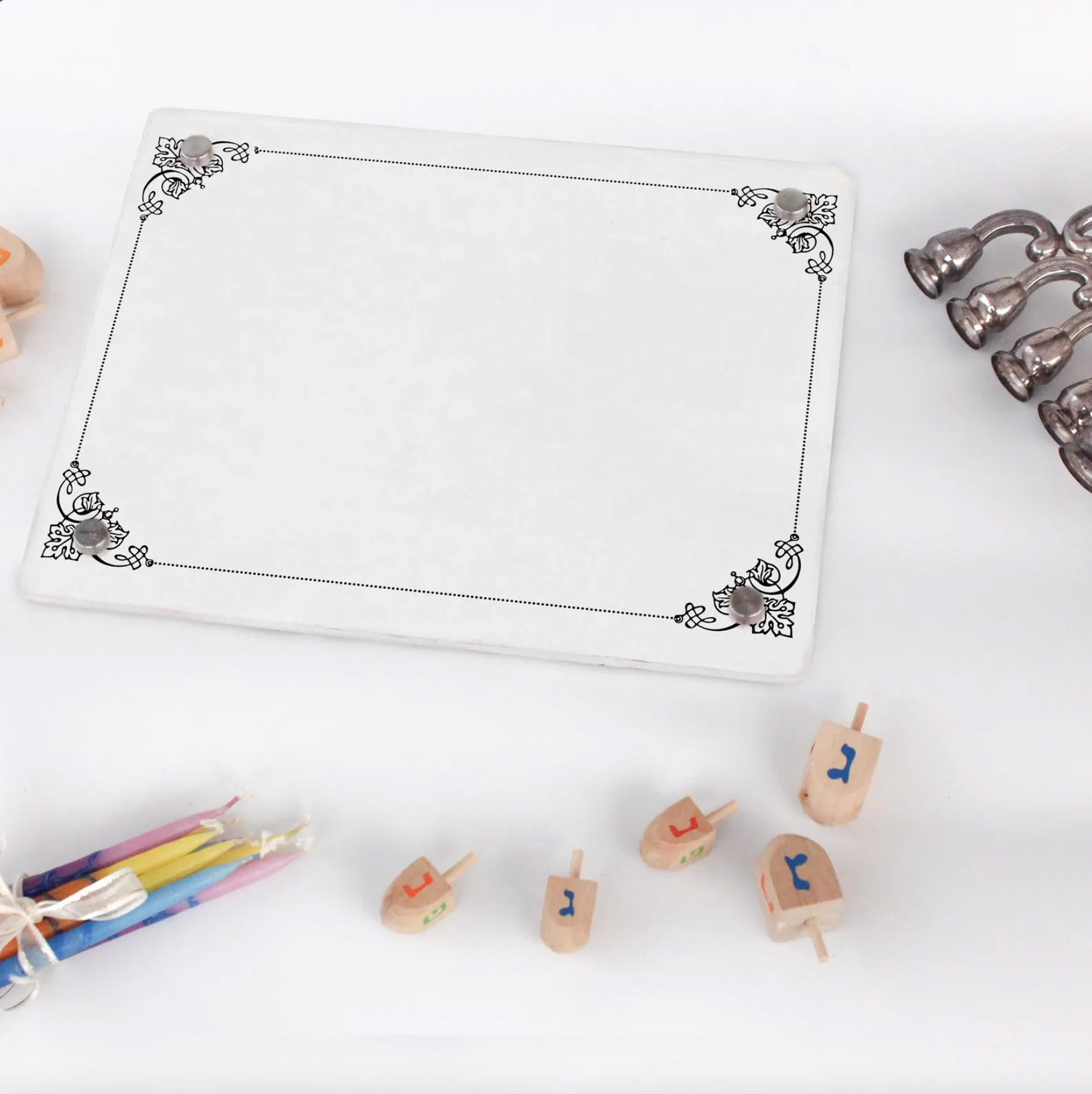 Customizable Acrylic Hanukkah Sign with Delicate Floral Border