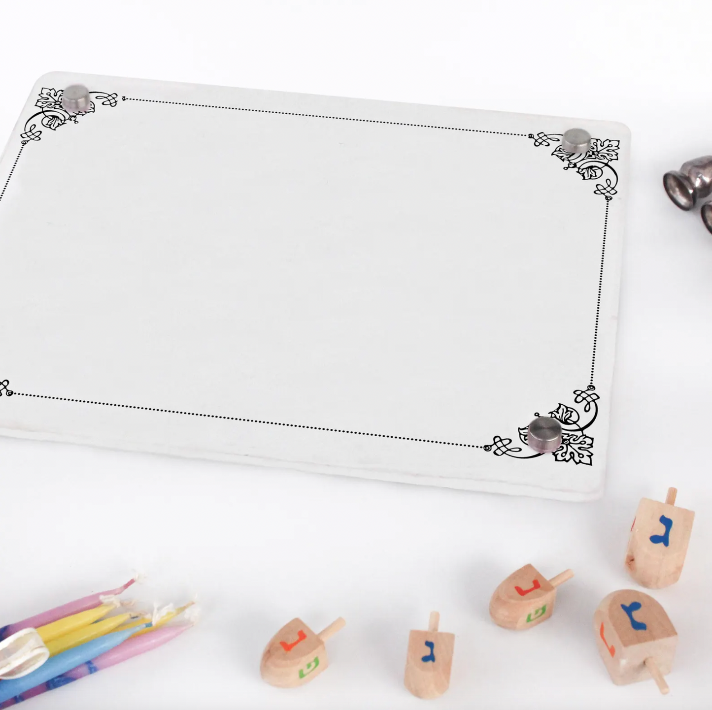 Customizable Acrylic Hanukkah Sign with Delicate Floral Border