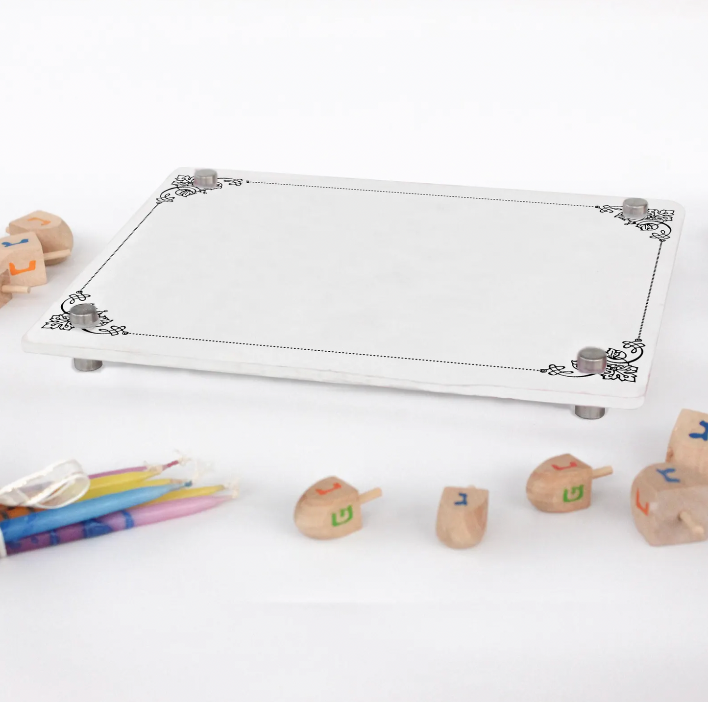 Customizable Acrylic Hanukkah Sign with Delicate Floral Border