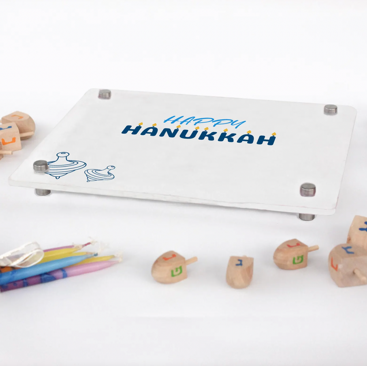 Personalized Happy Hanukkah Acrylic Sign with Dreidel Design