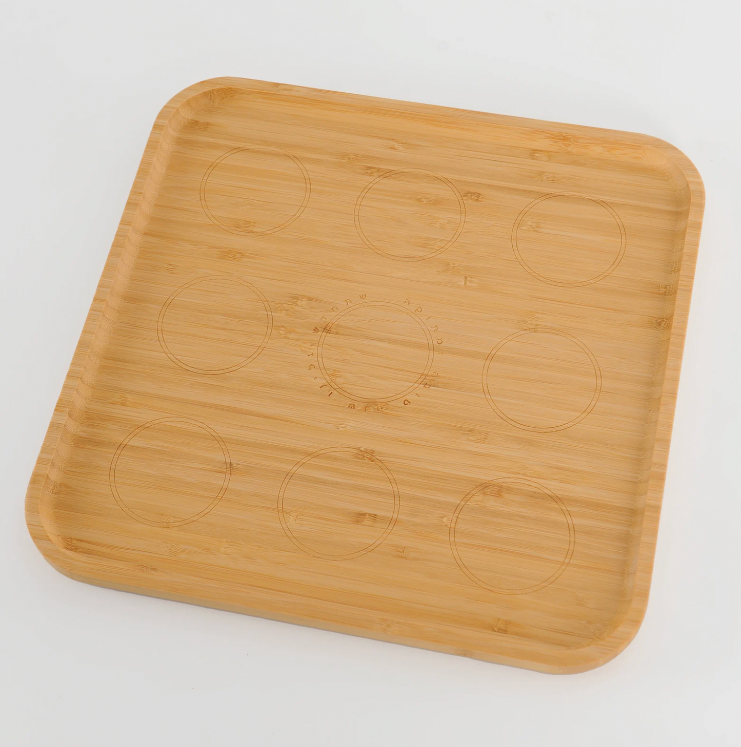 Colorful Rosh Hashana Seder Plate Set – 9 Ceramic Simanim Bowls on Bamboo Tray