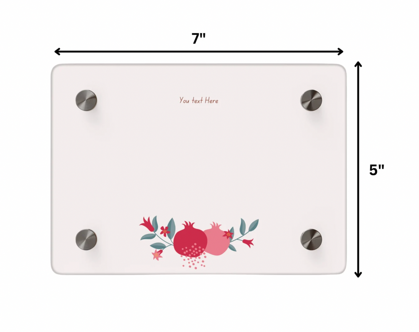 Shabbat Candle Tray with Pomegranate Design with Personalization