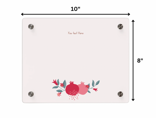 Shabbat Candle Tray with Pomegranate Design with Personalization