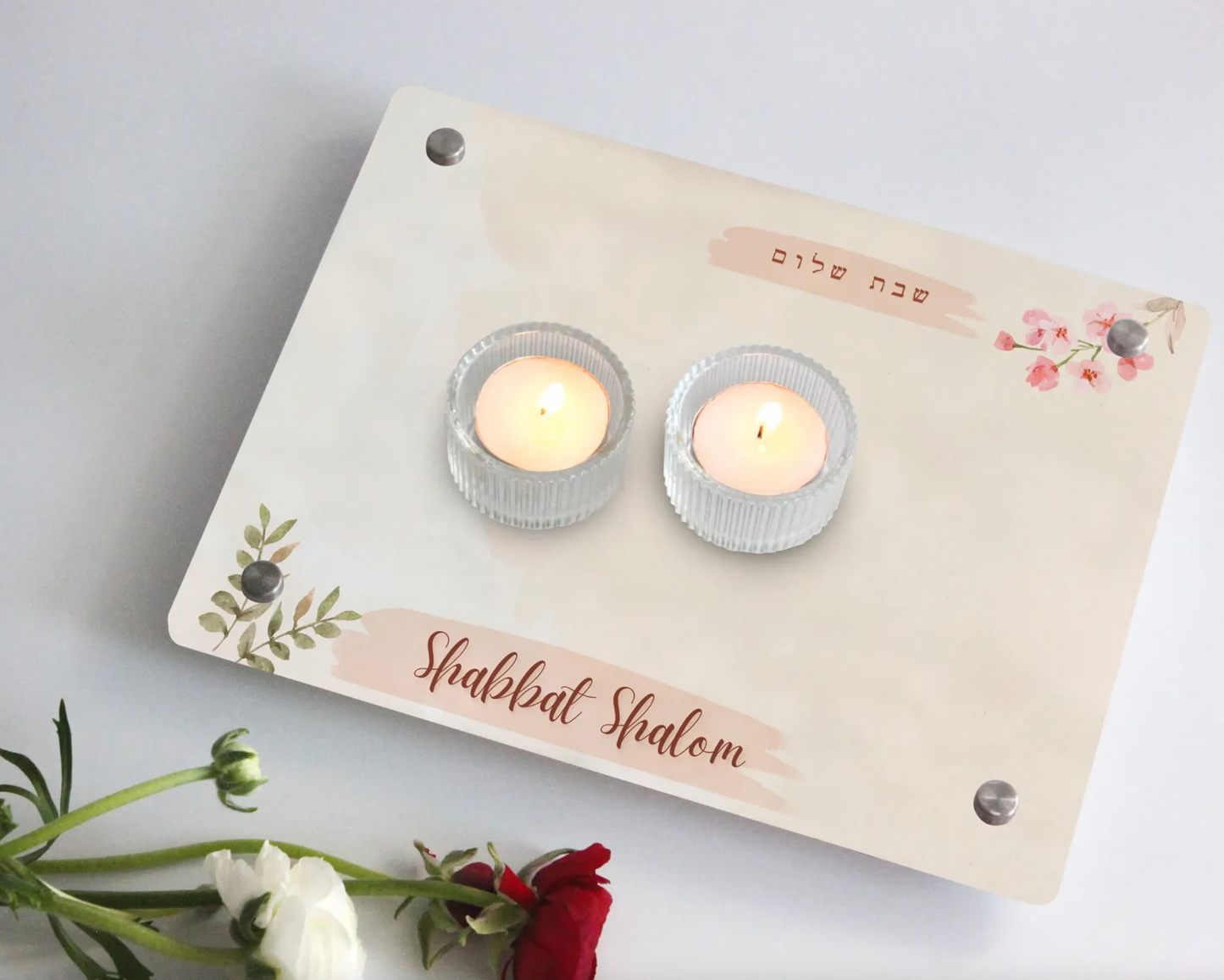 Elegant Personalized Shabbat Candle Tray