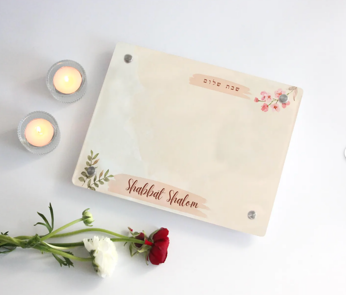 Elegant Personalized Shabbat Candle Tray