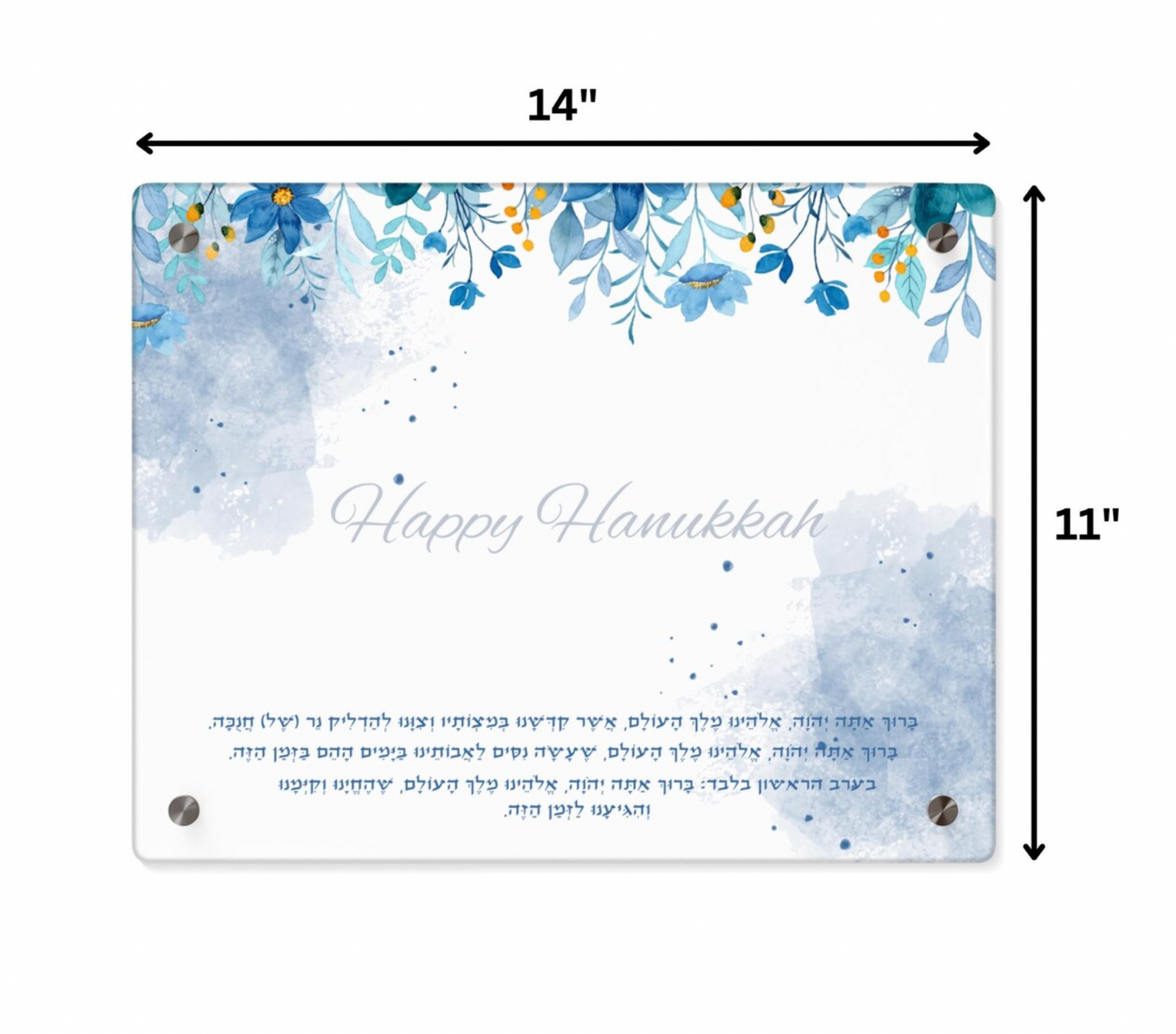 Personalized Happy Hanukkah Menorah Acrylic Tray with Blessing