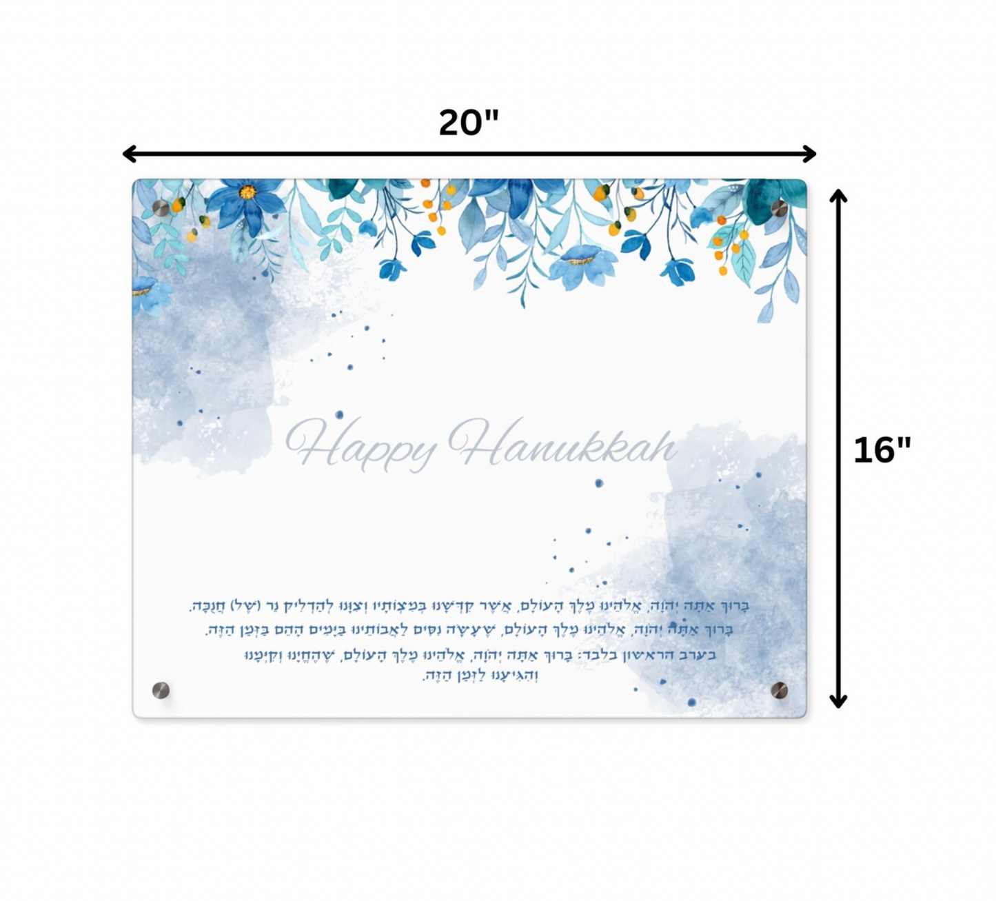 Personalized Happy Hanukkah Menorah Acrylic Tray with Blessing