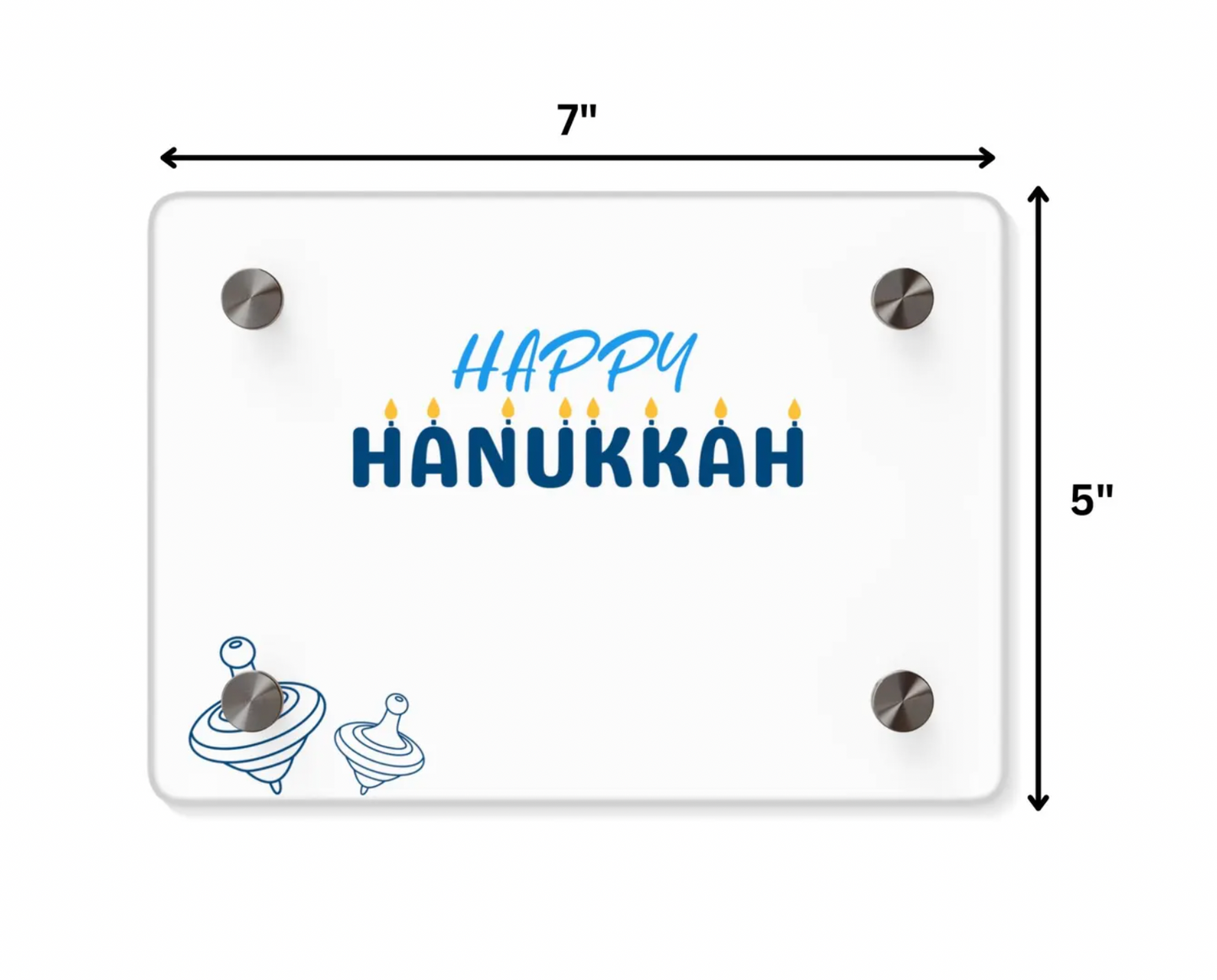 Personalized Happy Hanukkah Acrylic Sign with Dreidel Design