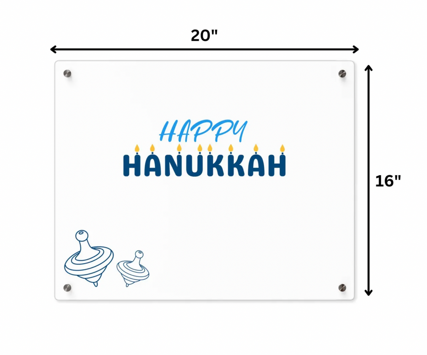 Personalized Happy Hanukkah Acrylic Sign with Dreidel Design