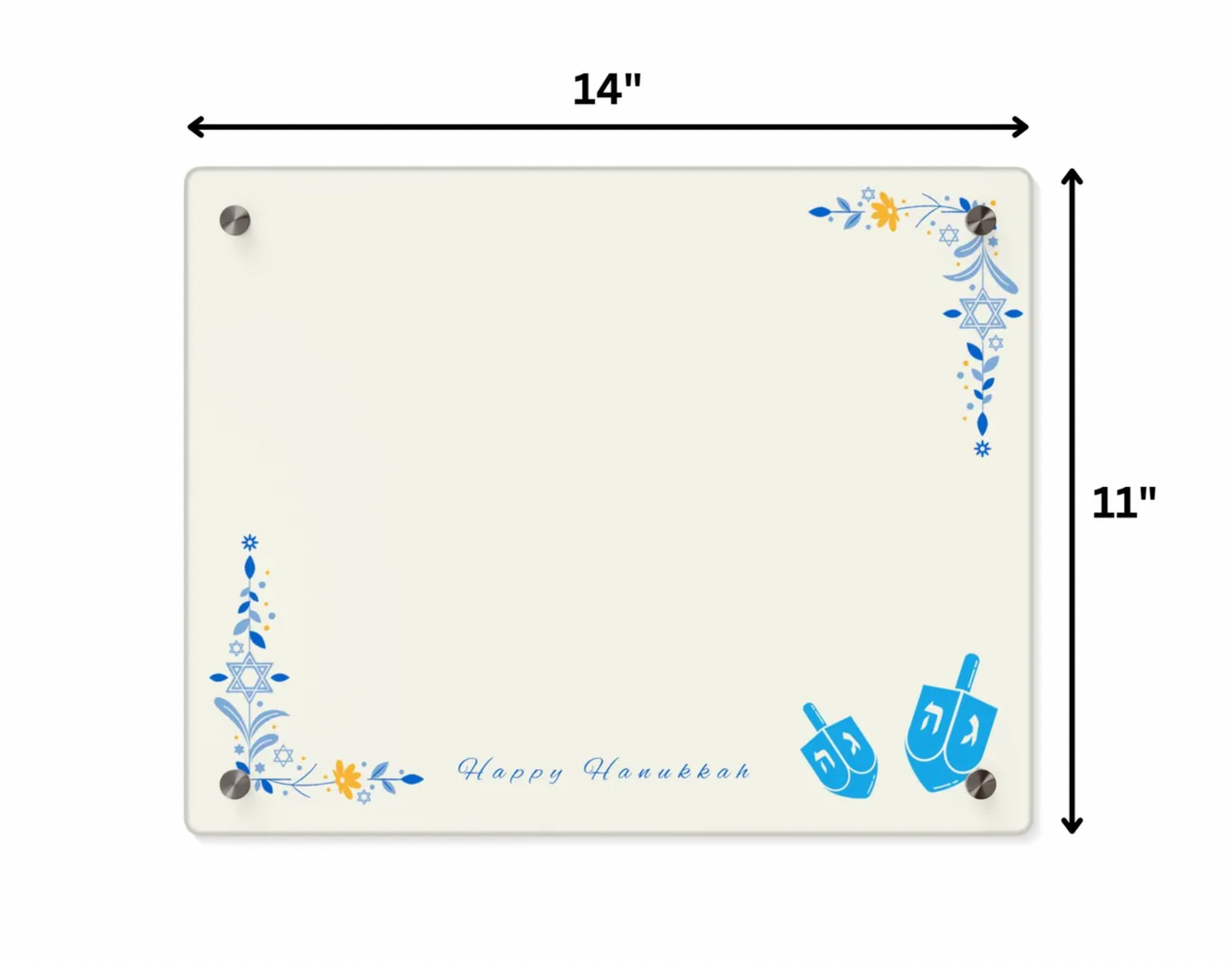 Floral Hanukkah Menorah Tray- Acrylic Candle Holder for Festival of Lights