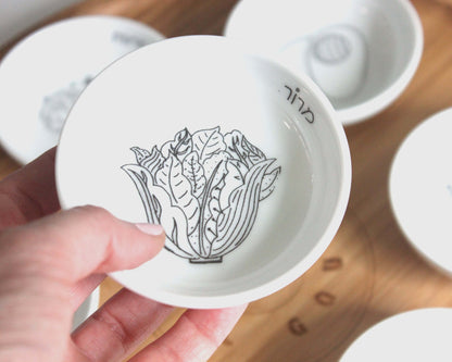 Set of Matza Box and Black and White Seder Plate