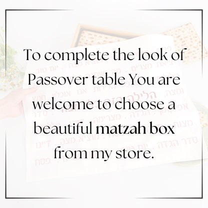 Afikomen bag + Afikomen Cover for Passover - Passover Seder Table Decor
