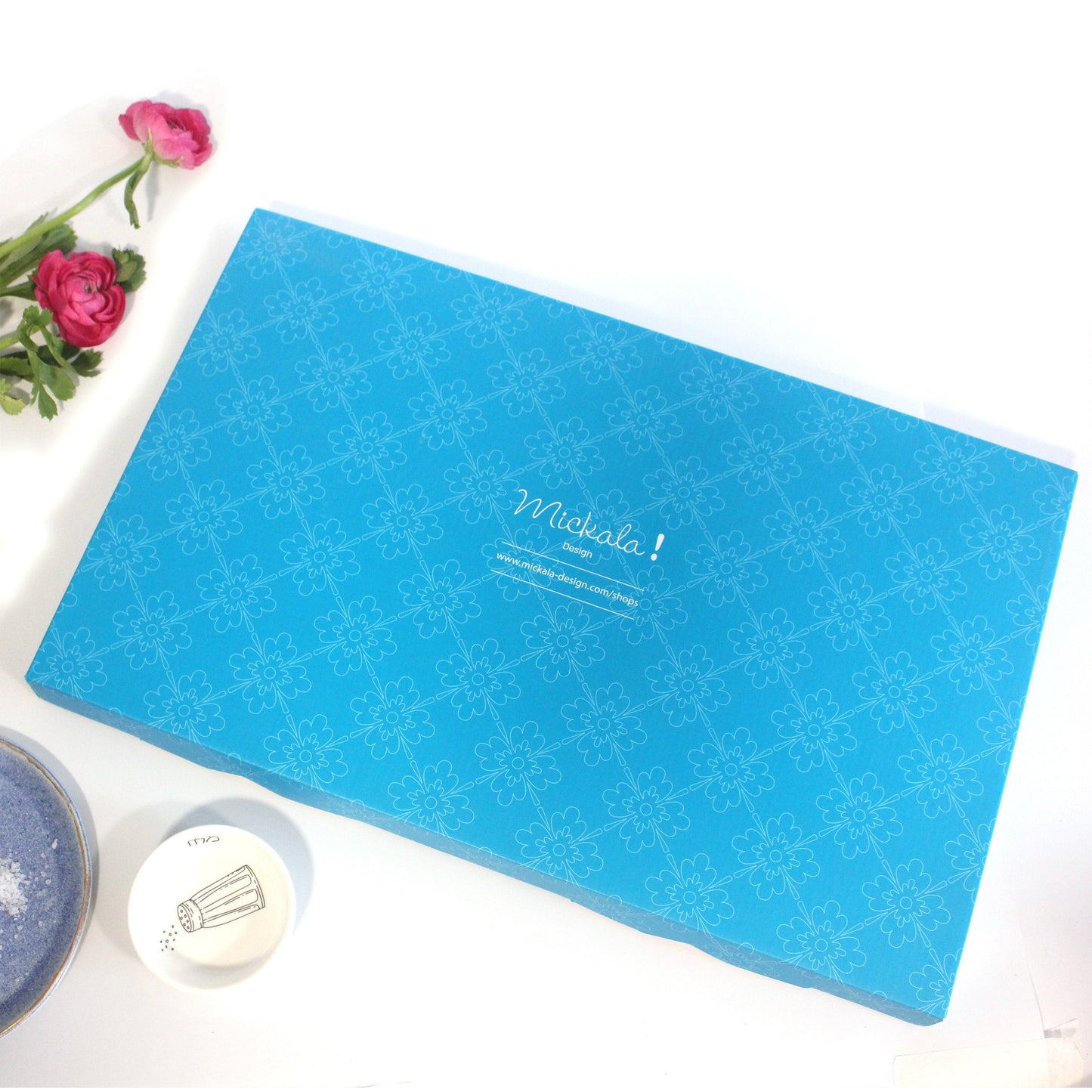 Oak Wood Challah Board with Porcelain Bowl