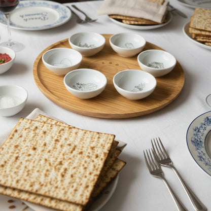 Modern Bamboo & Porcelain Passover Seder Plat