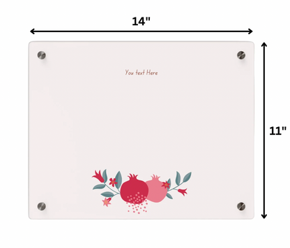 Shabbat Candle Tray with Pomegranate Design with Personalization