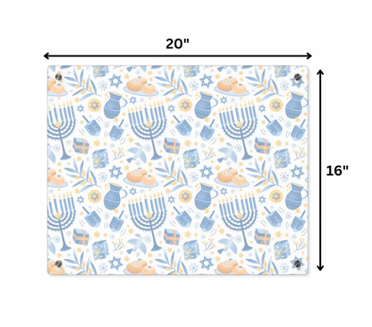 Hanukkah-Themed Acrylic Sign with Festive Blue and Gold Pattern