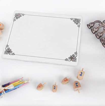 Customizable Acrylic Hanukkah Sign with Delicate Floral Border