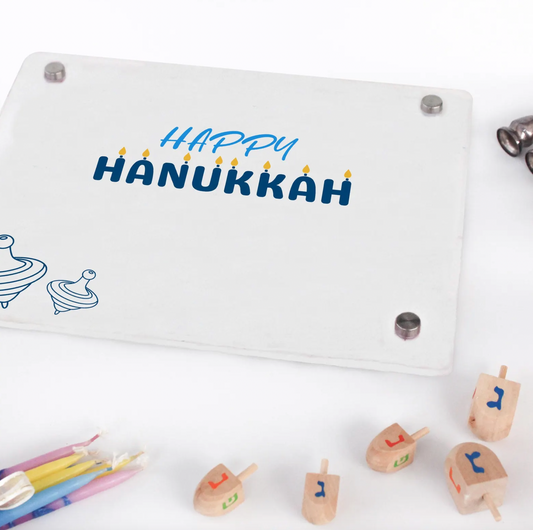 Personalized Happy Hanukkah Acrylic Sign with Dreidel Design