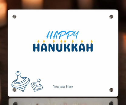 Personalized Happy Hanukkah Acrylic Sign with Dreidel Design