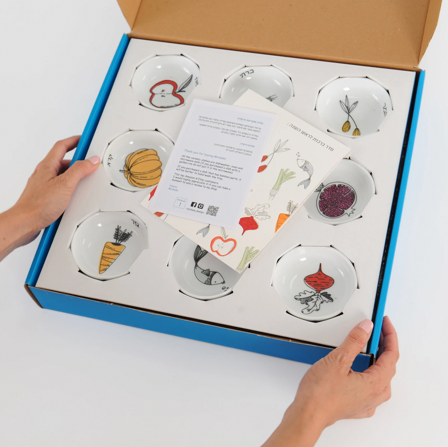 Rosh Hashana Seder Plate and Apple and Honey Dish Set - Jewish New Year Gift Idea