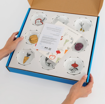 Rosh Hashana Seder Plate and Apple and Honey Dish Set - Jewish New Year Gift Idea