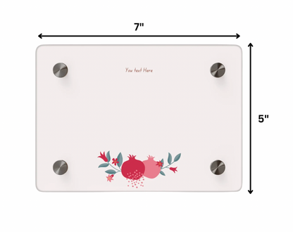 Shabbat Candle Tray with Pomegranate Design with Personalization