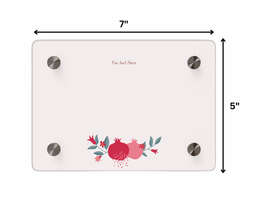 Shabbat Candle Tray with Pomegranate Design with Personalization