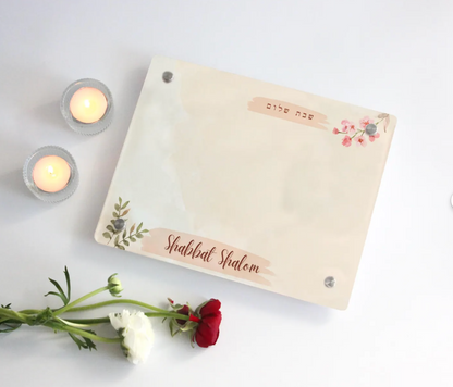 Elegant Personalized Shabbat Candle Tray