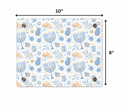Hanukkah-Themed Acrylic Sign with Festive Blue and Gold Pattern