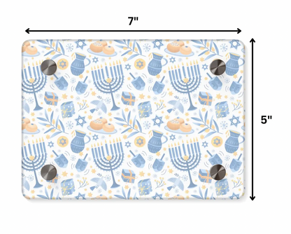 Hanukkah-Themed Acrylic Sign with Festive Blue and Gold Pattern