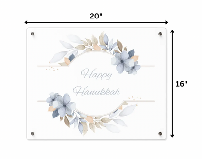 Elegant Floral Happy Hanukkah Acrylic Tray - Soft Pastel Watercolor Design