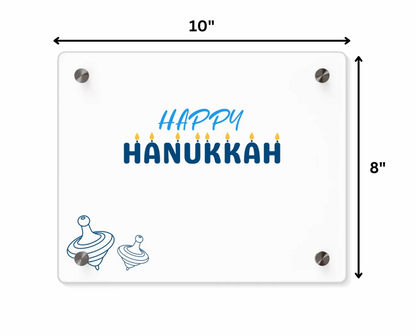 Personalized Happy Hanukkah Acrylic Sign with Dreidel Design