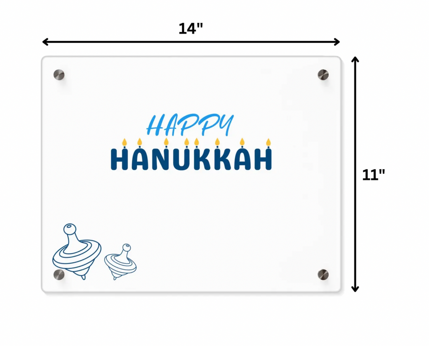 Personalized Happy Hanukkah Acrylic Sign with Dreidel Design