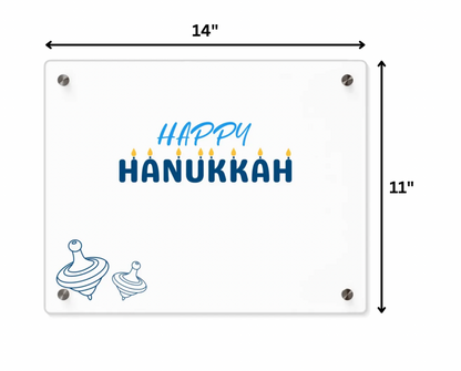 Personalized Happy Hanukkah Acrylic Sign with Dreidel Design