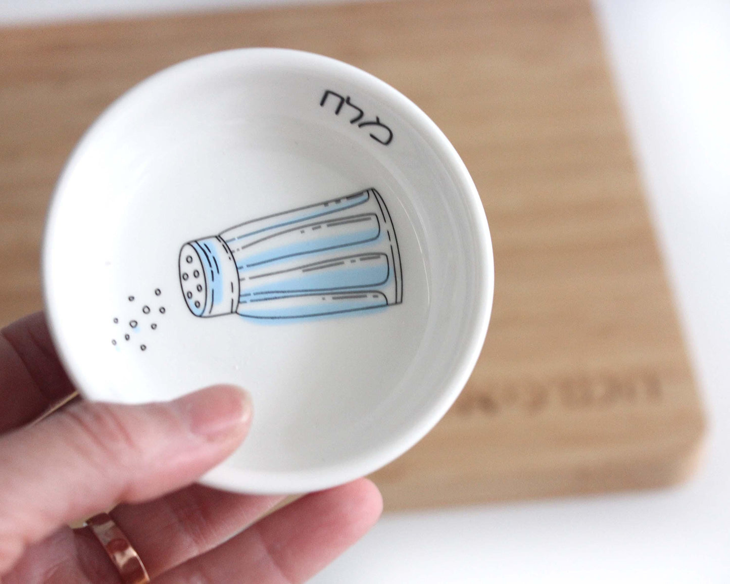 Bamboo Wood Challah Board with Porcelain Bowl