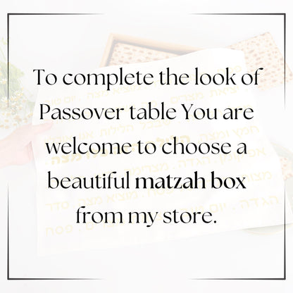 Afikomen bag + Matzah Cover for Passover + Table runner - Passover Seder Table Decor