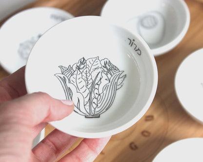 Modern Bamboo & Porcelain Passover Seder Plat