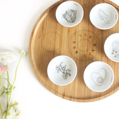 Set of Matza Box and Black and White Seder Plate