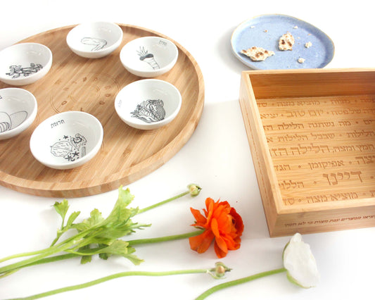 Unique Seder Plate & Matza Box Set