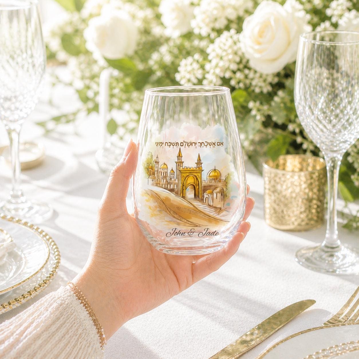 Personalize Jewish Wedding Breaking Glass