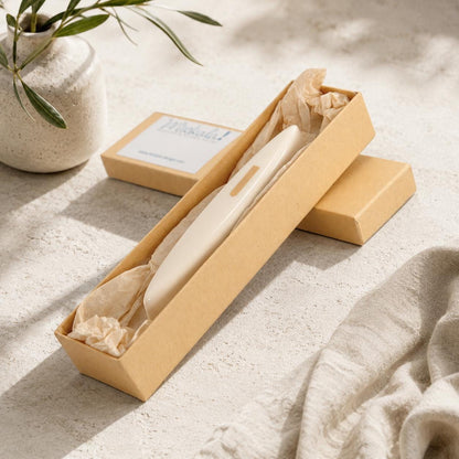 Handmade Modern Ceramic Mezuzah Case - White & Gold - Special Needs Collaboration