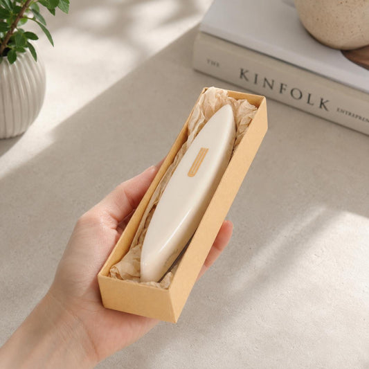 Handmade Modern Ceramic Mezuzah Case - White & Gold - Special Needs Collaboration